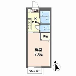 セフィラＳ 2階1Kの間取り