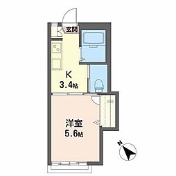 ブランシェ・山手 1Kの間取図画像