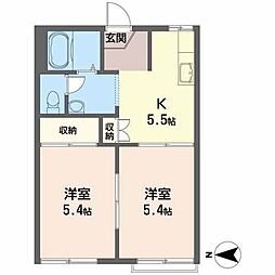 グリーンハイマート 2Kの間取図画像