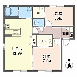 アヴニール山鳥C 2LDKの間取図画像
