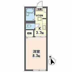 ヴィラ・アズール 1Kの間取図画像