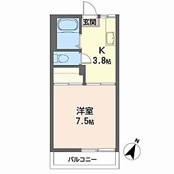 メゾンアルファB 1Kの間取図画像