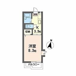 クリプトメリア 1Kの間取図画像