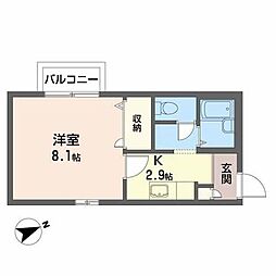 クレストコート支倉 1Kの間取図画像