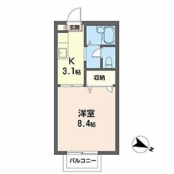 ポアロSJ 1Kの間取図画像