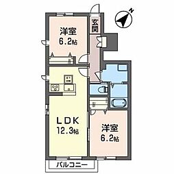ベルタウン4 2LDKの間取図画像