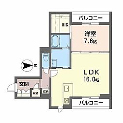 シャーメゾン宮千代Park 1LDKの間取図画像