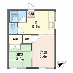 紫雲荘 2Kの間取図画像