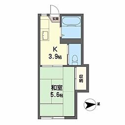 パルハイツ 1Kの間取図画像