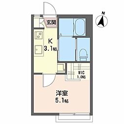 フロンティア2番館 1Kの間取図画像