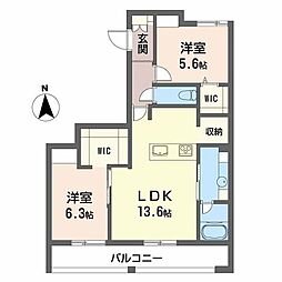 ラピス連坊 303 3階2LDKの間取り