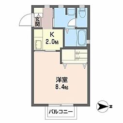 メゾン・ドゥ・ボヌール2 1Kの間取図画像