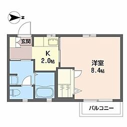 メゾン・ドゥ・ボヌール2 1Kの間取図画像