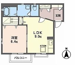 カインド栄 1階1LDKの間取り