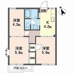 シュガーグランデュールA 3Kの間取図画像