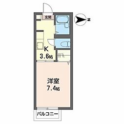 ラフィーネ中野栄 1Kの間取図画像