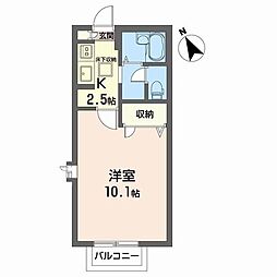アムールコートC.D 1Kの間取図画像