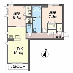 カーサレイール3 2LDKの間取図画像