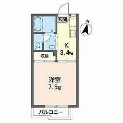 コーポなりさわ 1Kの間取図画像