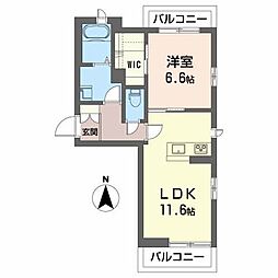 パレス白鳥 1LDKの間取図画像