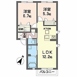 グリナージュB 2LDKの間取図画像