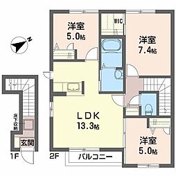 グリーンメゾン大橋A 3LDKの間取図画像
