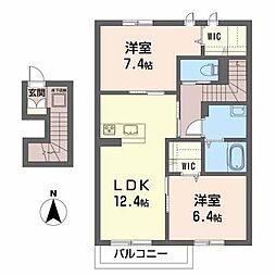 サンライズ新小路 2LDKの間取図画像