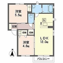 メゾン・リエースA 2LDKの間取図画像