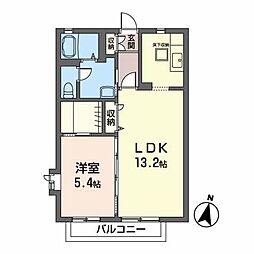 オンワード・イン 1階1LDKの間取り