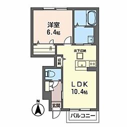 クラヴィエＴＥ 1階1LDKの間取り
