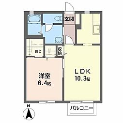コーラルタウンA 1LDKの間取図画像