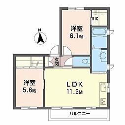 サウスポート 2LDKの間取図画像
