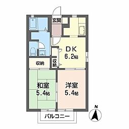 エトワーレ丸子 2DKの間取図画像