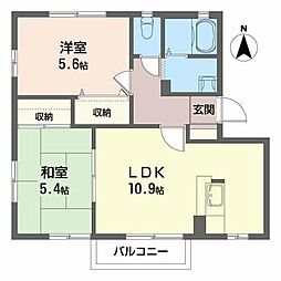 ドミール泉川C 2LDKの間取図画像