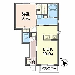 リバーサイドハイツ 1LDKの間取図画像