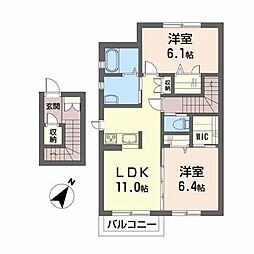 フランドール飯坂 2LDKの間取図画像