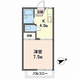 アップルハウス 1Kの間取図画像