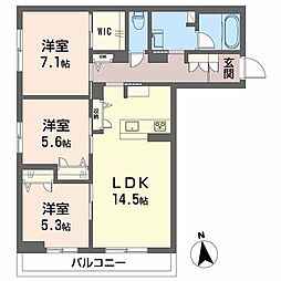 トレジオ野田町 3LDKの間取図画像