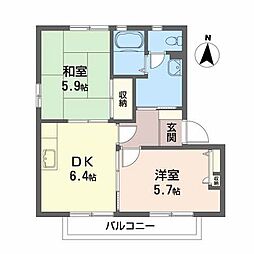 アーバンストリートA 2DKの間取図画像