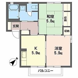 パステルコートA 2Kの間取図画像