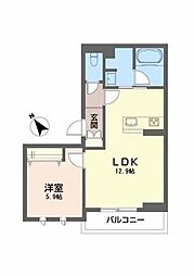 ベルフルール 1LDKの間取図画像