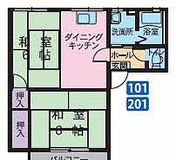 ミストラルヴィレッジA 2DKの間取図画像
