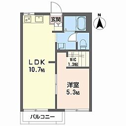 メイプルYH 1LDKの間取図画像
