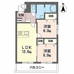 マンションドム北福島 2LDKの間取図画像