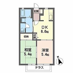 リバーサイドみなみ 2DKの間取図画像