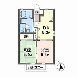ヴェルジェKB 2DKの間取図画像
