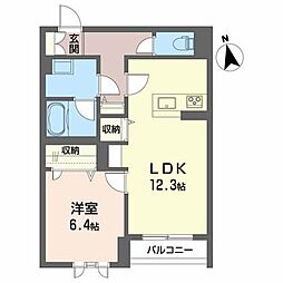 ウィステリア 1LDKの間取図画像