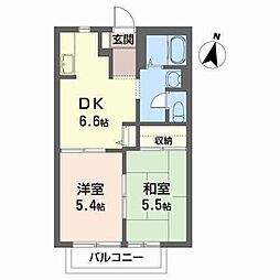 ジョイランド桧町 2DKの間取図画像