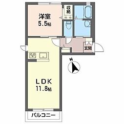 つくしB 1LDKの間取図画像