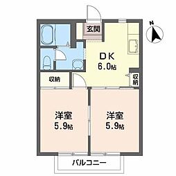 ハイツ・ルピナス 2DKの間取図画像